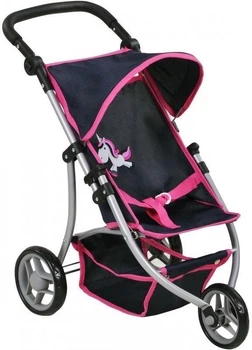 Прогулянкова коляска для ляльки Knorrtoys Jogger Lio Чорно-рожева KN16576 (4049491165764)