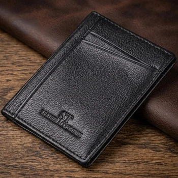 Мужской кошелек для карточек из натуральной кожи ST Leather bg230fash91 Черный
