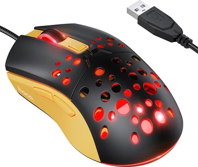 Игровая Мышь Hoco GM51 Sky Luminous 3600 DPI RGB Light 1.5m Black Yellow (45117)