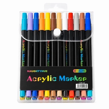 Акварельные маркеры акриловые пигментные фломастеры художественные Acrylic marker 24 шт 48 цветов