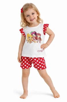Летний костюм для девочки PopPixie Onpa 8546 белый с красным 116-122