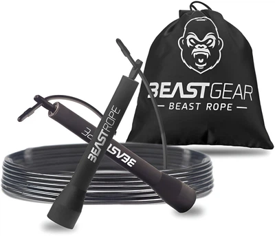 Профессиональная скоростная скакалка Beast Gear Speed Rope 2.8 м регулируемая со стальным тросом в ПВХ оболочке