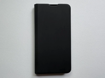 Защитный флип чехол (чехол-книжка) FIBRA для Apple iPhone 15 черный, из матовой искусственной кожи со слотами для карт
