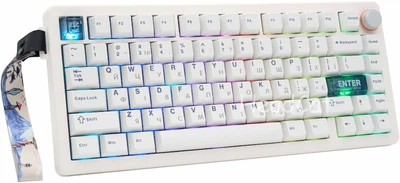 Механічна ігрова клавітура CIDOO QK75 White в мінімалістичному стилі з Українською розкладкою 4000mAh, 75%, Hot-Swap, RGB, 2.4GHz/Bluetooth/USB