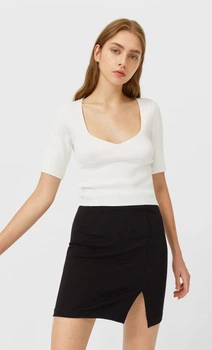 Топ Stradivarius молочний BLJPR746 M