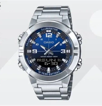 Мужские часы Casio AMW870 серый-синий