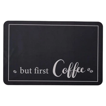 Влаговпитывающий коврик на кухню для дома 38×58 см But first Coffe диатомитовый коврик для кухни Черный