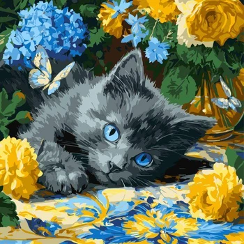Картина за номерами Кошеня блакитнооке art_selena_ua 40х40 Ідейка (KHO6795)