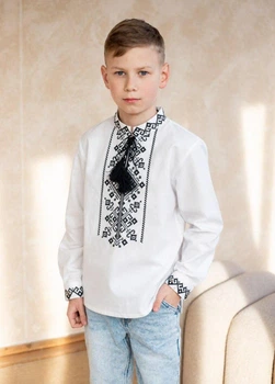 Дитяча вишиванка для хлопчика vishivano4ka 7176-5 110-116 біла