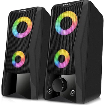 Акустична система REAL-EL S-107 2.0 6 Вт RGB mini Jack 3.5 mm Black