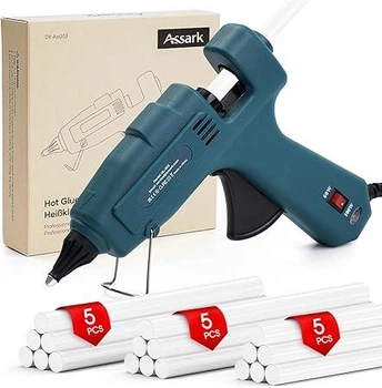 Клейовий пістолет Assark 60/100 Вт з системою анти-крапля + 15 клейових паличок