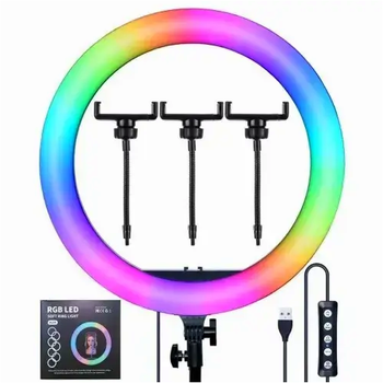 Лампа кольцевая LED LJJ-36 RGB для блогеров и фотографов с 192 светодиодами и управлением по Bluetooth