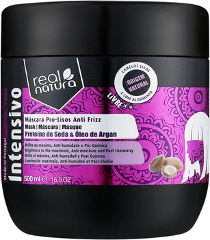 Маска для гладкості та блиску волосся Real Natura Mascara Sem Sal Pro-Lisos Anti Frizz Argan 500 мл