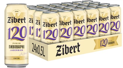 Упаковка пива Zibert светлое фильтрованное 4.4% 0.5 л х 24 шт (14820193030300)