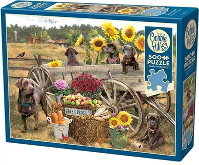 Puzzle Cobble Hill Labradory z wozu koniom lżej 500 elementów 113065 (625012450966)