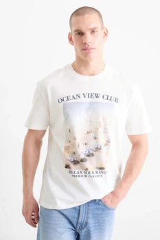 Футболка из хлопка relaxed C&A 2239370c63 XL белая (100011485)