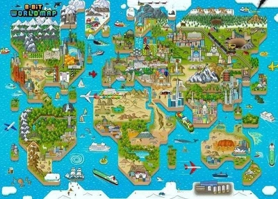 Пазл Bopster 8-Bit Карта світу 1000 елементів 892-1B0-CA0 (5060459743663)