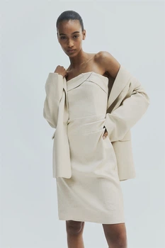 Сукня бандо із сумішевого льону H&M 1235956001c63 S бежева (100011602)