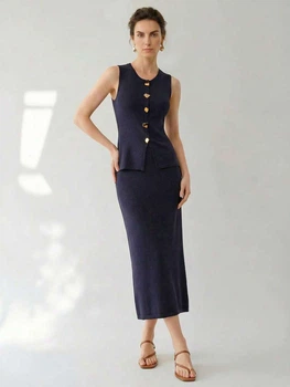 Костюм (жилет + спідниця) Shein sz2501021091204017 M синій (100012161)