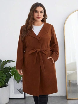 Пальто Shein sz2308077732177407 XL коричневе (100012228)