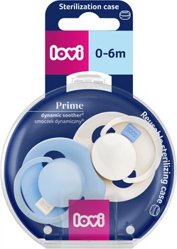 Пустушка силіконова динамічна Lovi Prime 0-6 місяців 2 шт Frost/Glacier Cream (34/448)