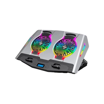 Подставка для ноутбука IceCoorel 10-18", 2*125mm 1400 RPM, 2*USB, + LCD display, 461x298x52mm, Silver