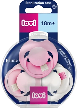Пустышка силиконовая динамическая Lovi Prime 18+ месяцев 3 шт Peony Pink (34/456)