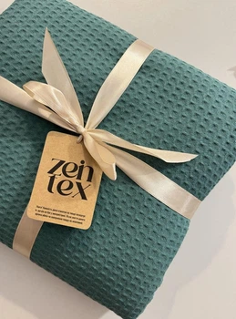 Покрывало хлопковое вафельное ZEINTEX Simple изумрудное 140х200 см