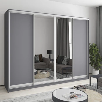 Шкаф-купе четырехдверный MebelStar Стандарт AL 2ДСП/2 Зеркала 270x60x210 см Антрацит (MBS-12256)