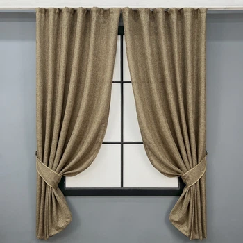 Комплект коротких штор VR-Textil Льон Мішковина № 1768ш Мигдальний 130х170см 2 шт (35-0446)