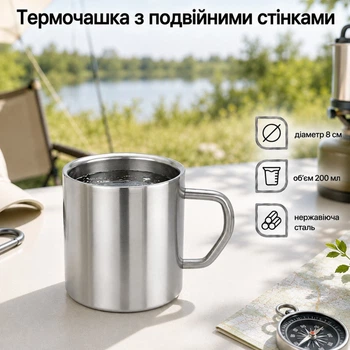 Термочашка из нержавейки с двойными стенками A-PLUS 200 мл (0279)