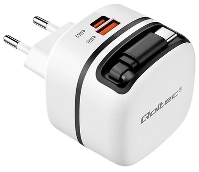 Мережевий зарядний пристрій Qoltec 65W GaN USB Type-C PD PPS Black (5901878517841)