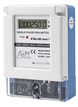 Лічильник електроенергії Qoltec Однофазний 230V  5(60)A LCD 50924 (5901878509242)