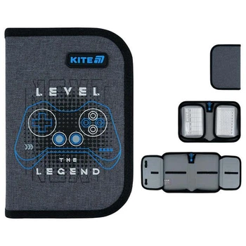 Шкільний пенал Kite для хлопчика, пенал-книжка 1 відділення 2 відвороти Level Up K26-622-6
