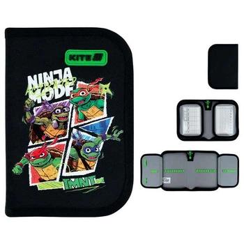 Шкільний пенал Kite для хлопчика, пенал-книжка 1 відділення 2 відвороти Ninja Turtles NT26-622