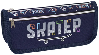 Шкільний пенал для хлопчика на 2 відділення, пенал-гаманець "Skater" синій 5-055-10