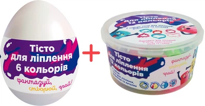 Набор для лепки в яйце Clay Anyway Тесто для лепки 6 цветов + Набор для детской лепки Clay Anyway Тесто-пластилин 12 цветов (4820266221621+4820266222406)