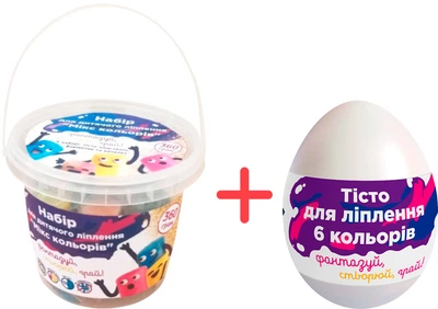 Набор для детского творчества Clay Anyway Микс цветов 360 г + Набор для лепки в яйце Clay Anyway Тесто для лепки 6 цветов (4820266220976+4820266221621)