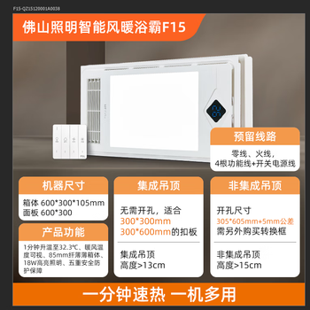 Обігрівач для ванної Foshan Lighting F15 інтегрований з освітленням та витяжкою