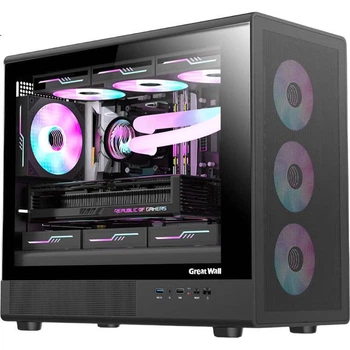Компьютерный корпус Great Wall Meiyin M2 PRO Black (скрытая металлическая панель/боковая стеклянная панель/водяное охлаждение 360 мм/12 мест для вентиляторов/двойные тепловые трубки/широкий корпус/поддерживает видеокарты 5090)