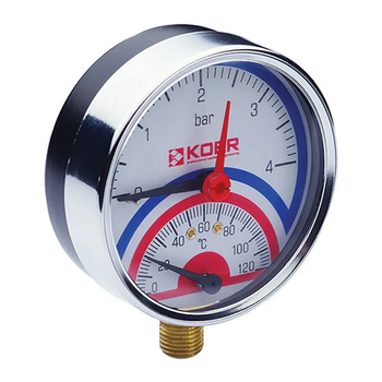 Термоманометр радіальний (KOER KM.821R) (0-4 bar), D 80 мм, 1/4"-1/2" (KR0213)