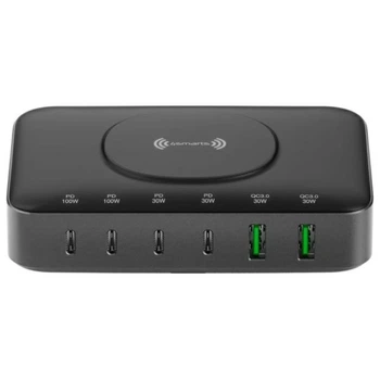 Зарядная станция 4smarts 7в1 100W с беспроводной зарядкой Black-Grey (540571)