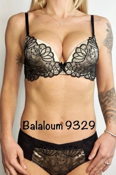 Комплект белья: бюстгальтер push-up и бразилианы 9329 Balaloum черно-бежевый 70C/S