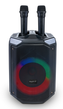 Мощная акустическая колонка HAVIT HV-SQ143BT 40W RGB Black портативная караоке система с 2 микрофонами (HV-SQ143BT-40W-PRO)