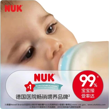 Дитяча пляшечка NUK з широким горлом, чутлива до температури, біла, з PPSU, з соскою 0-6 місяців, 150 мл, антиколікова, запобігає задусі