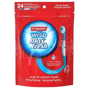 Мини-зубная щетка Colgate Wisp Max Fresh Mini Peppermint Brushes Waterless Freshness 24