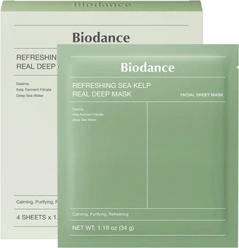 Zestaw maseczek do twarzy Biodance Refreshing Sea Kelp Real Deep kojących 4x34 g (8809891184576)