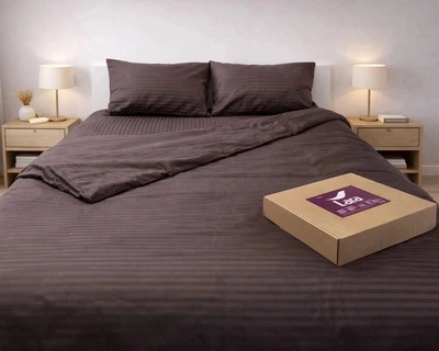 Постільна білизна LARA сатин-страйп LUX chocolate d13232е євро 200х220 см