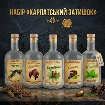 Подарочный набор для настоек и наливок «Карпатский уют» 5 в 1, 5 бутылок по 500 мл