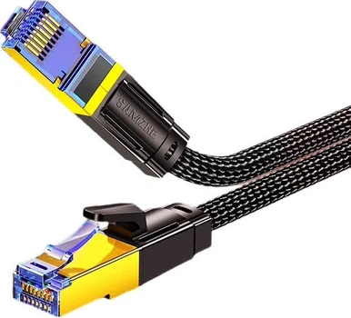 Кабель Ethernet SAMZHE Cat8 10G из чистой меди, 15 метров, экранированный сетевой кабель CAT8, Rog Gaming E-Sports, 8-жильный витой парный кабель, патч-корд из хлопковой сетки для широкополосного доступа к домашнему компьютеру.